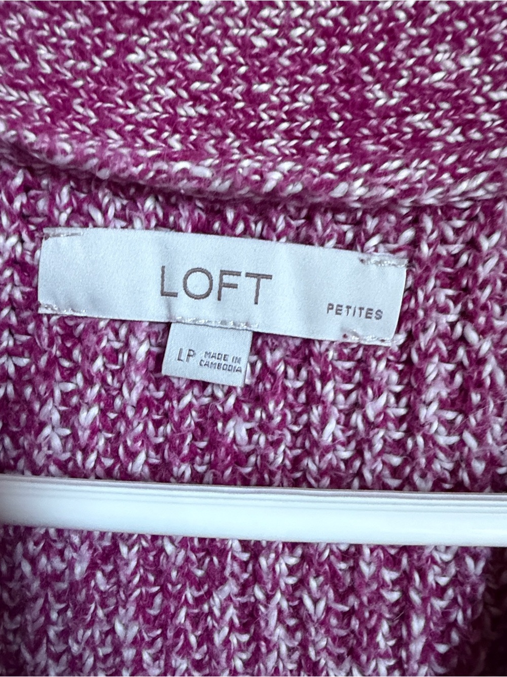 LOFT Marled Pink V-Neck Sweater - Picture 2 of 4